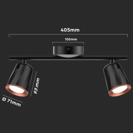 LED reflektor 2xLED/5W/230V 3000K črna