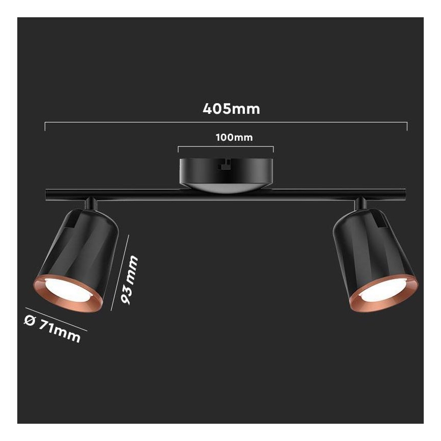LED reflektor 2xLED/5W/230V 3000K črna