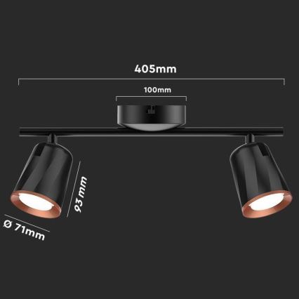 LED reflektor 2xLED/5W/230V 4000K črna