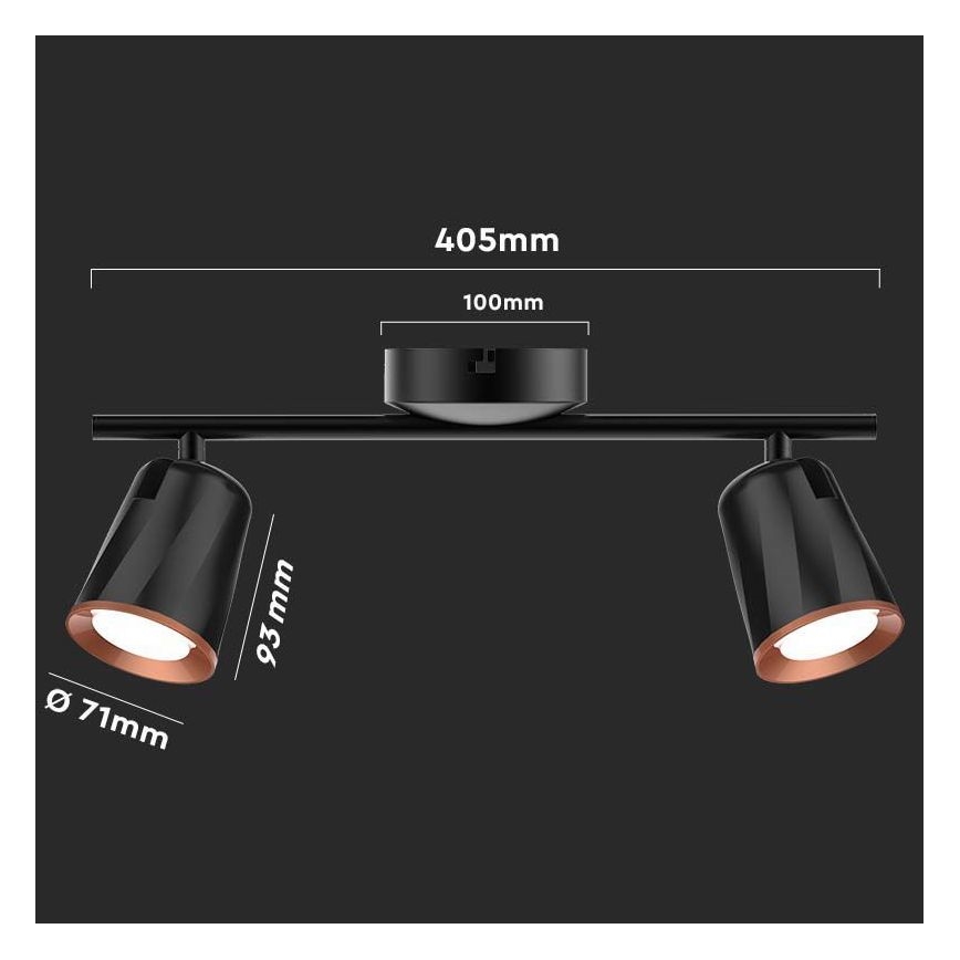 LED reflektor 2xLED/5W/230V 4000K črna