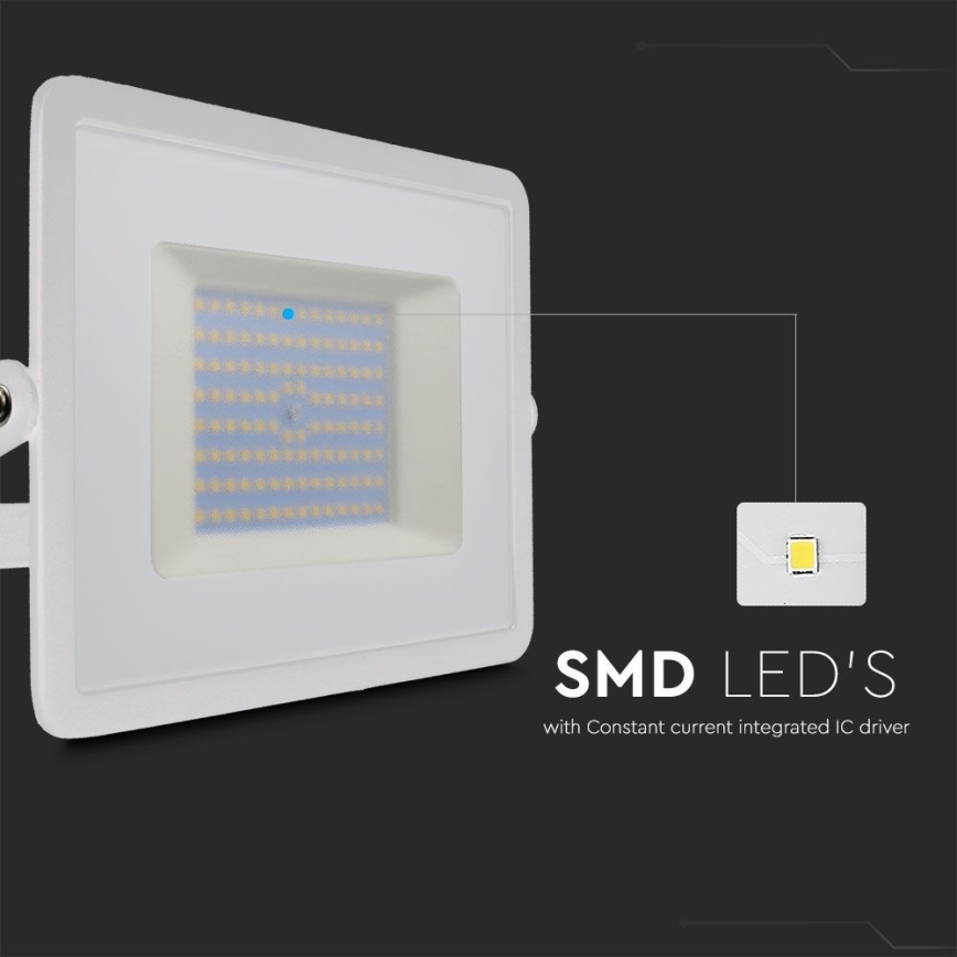 LED Reflektor LED/100W/230V 6500K IP65 bela