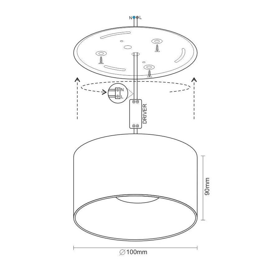 LED Reflektor LED/16W/230V 4000K pr. 10 cm črna