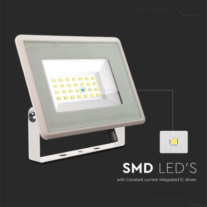 LED Reflektor LED/20W/230V 3000K IP65 bela