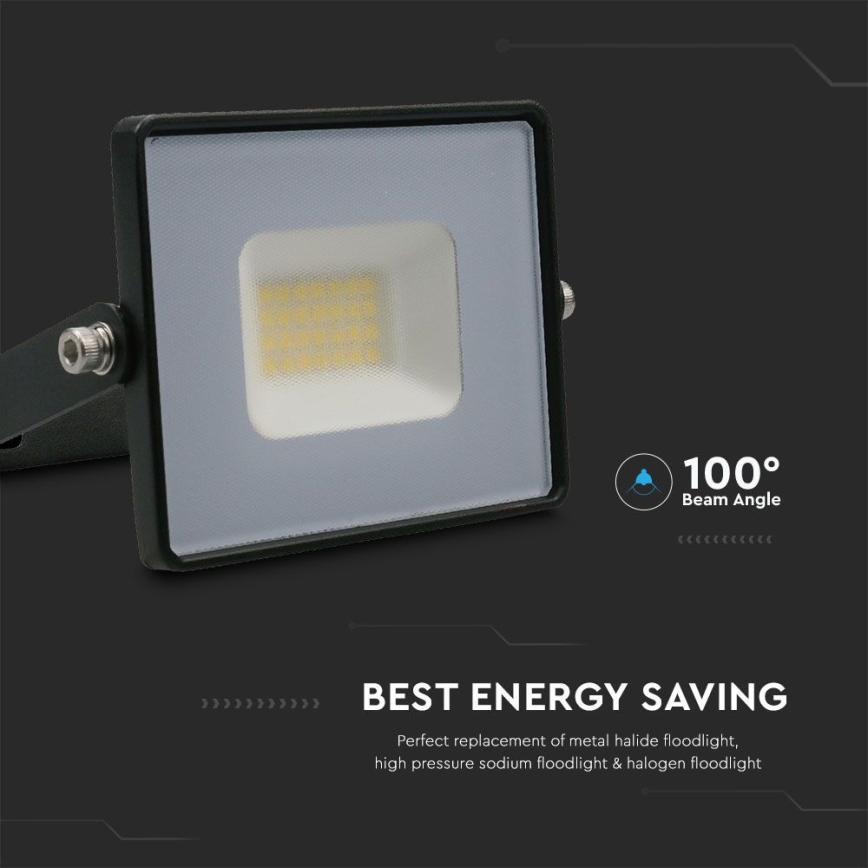 LED Reflektor LED/20W/230V 6500K IP65 črna