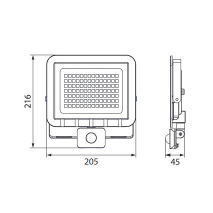 LED Reflektor s senzorjem ALUM 1xLED/50W/230V IP44 4000K
