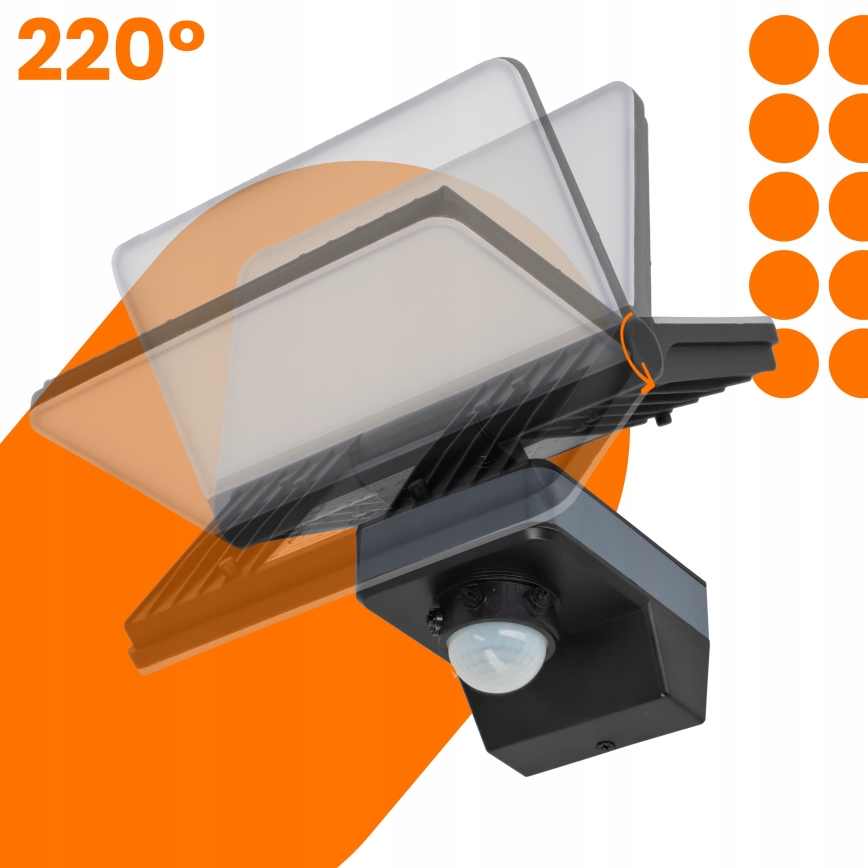 LED reflektor s senzorjem gibanja in senzorjem za temo LED/44W/230V 4200K IP54 črna