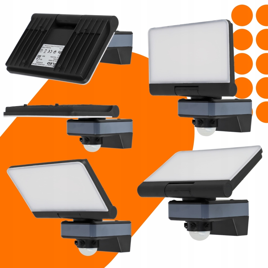 LED reflektor s senzorjem gibanja in senzorjem za temo LED/44W/230V 4200K IP54 črna