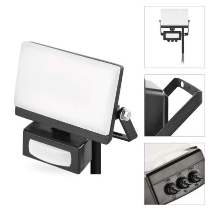 LED reflektor s senzorjem gibanja in senzorjem somraka TAMBO EVO LED/20W/230V 4000K IP44 črna