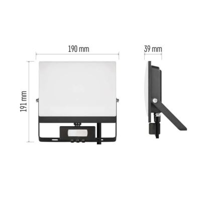 LED reflektor s senzorjem gibanja in mraka TAMBO EVO LED/50W/230V 4000K IP44 črn