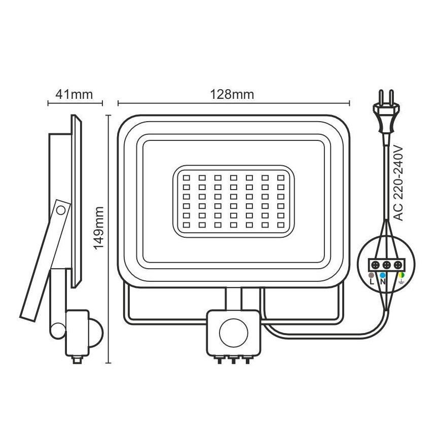 LED Reflektor s senzorjem LED/20W/230V 4000K IP44