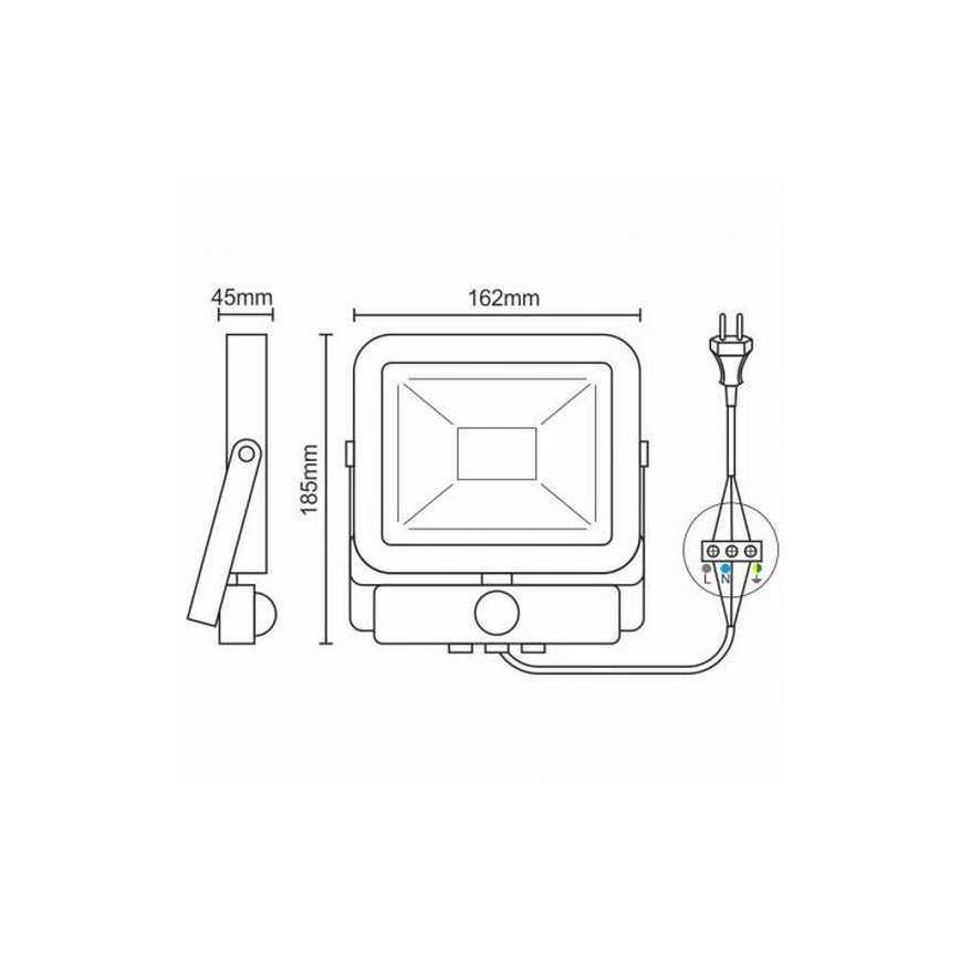 LED Reflektor s senzorjem LED/20W/265V 1800lm bílá IP65