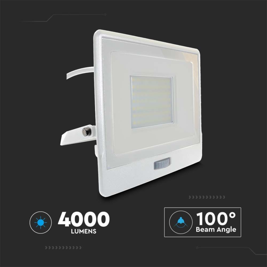 LED Reflektor s senzorjem LED/50W/230V 4000K IP65 bela