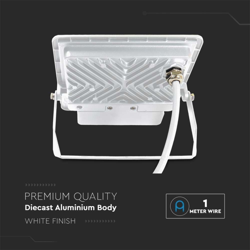LED Reflektor s senzorjem LED/50W/230V 4000K IP65 bela