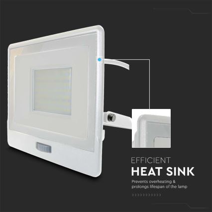 LED Reflektor s senzorjem LED/50W/230V 4000K IP65 bela