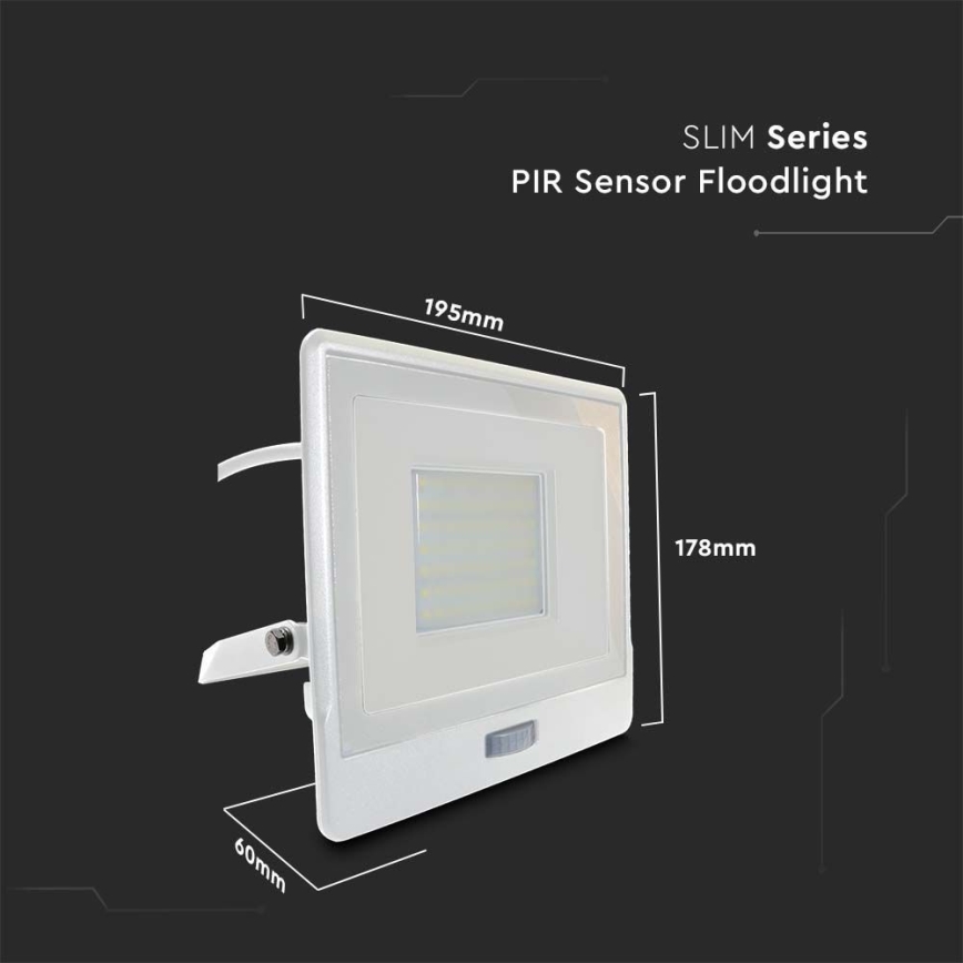 LED Reflektor s senzorjem LED/50W/230V 4000K IP65 bela