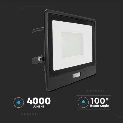 LED Reflektor s senzorjem LED/50W/230V 4000K IP65 črna