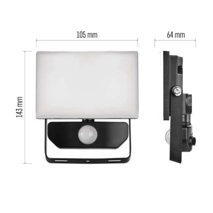 LED Reflektor s senzorjem TAMBO LED/10W/230V 4000K IP54