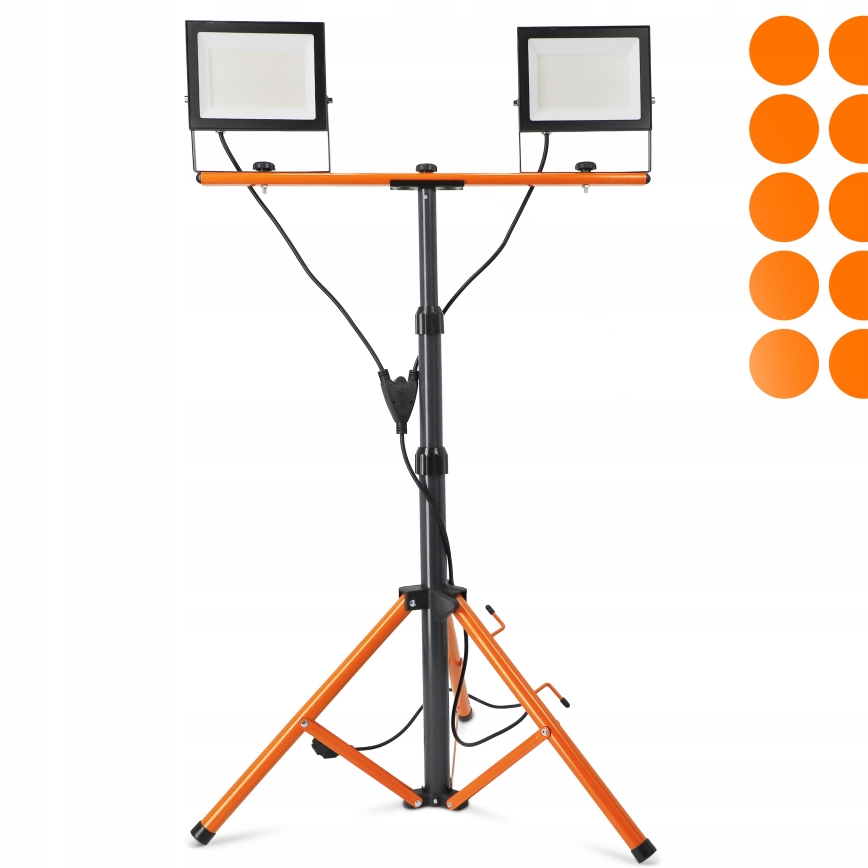 LED reflektor s stojalom 2xLED/100W/230V 4500K IP65 črna/oranžna