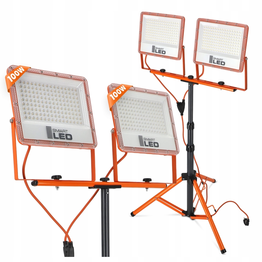 LED reflektor s stojalom 2xLED/100W/230V 4500K IP65 oranžen