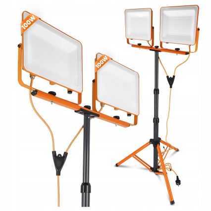 LED reflektor s stojalom 2xLED/100W/230V 4500K IP65 oranžna