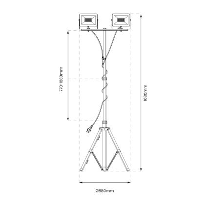 LED Reflektor s stojalom 2xLED/30W/230V 4000K IP44