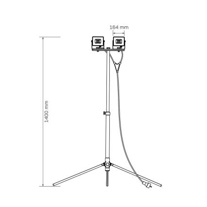 LED reflektor s stojalom 2xLED/30W/230V 6500K IP65 rumena