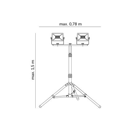 LED Reflektor s stojalom 2xLED/30W/230V IP65