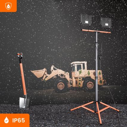 LED reflektor s stojalom 2xLED/50W/230V 4500K IP65 črna/oranžna
