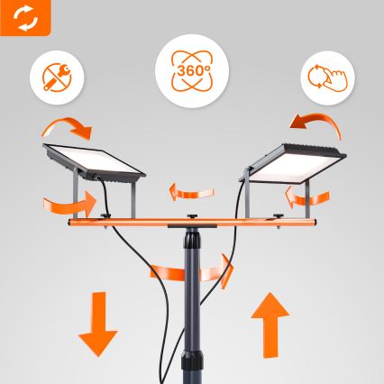 LED reflektor s stojalom 2xLED/50W/230V 4500K IP65 črna/oranžna