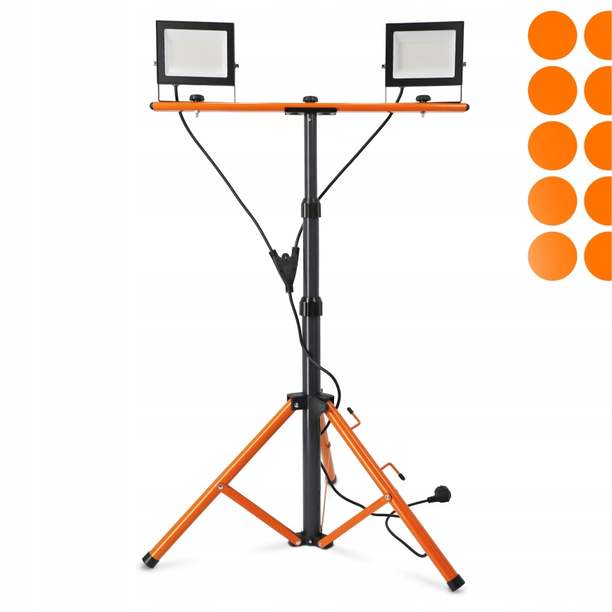 LED reflektor s stojalom 2xLED/50W/230V 4500K IP65 črna/oranžna