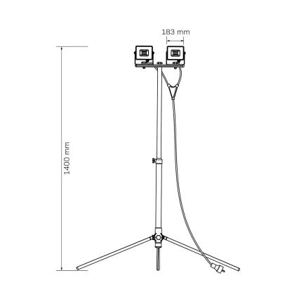 LED reflektor s stojalom 2xLED/50W/230V 6500K IP65 rumene barve