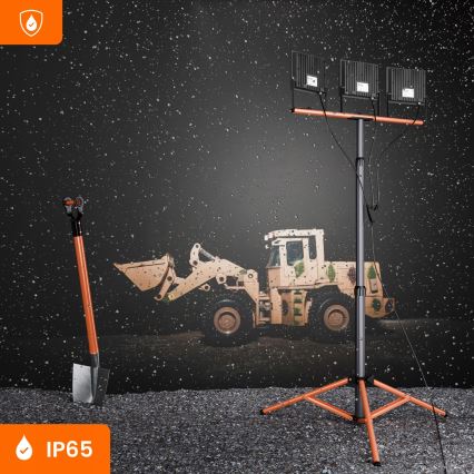 LED reflektor s stojalom 3xLED/100W/230V 4500K IP65 črne/oranžne barve