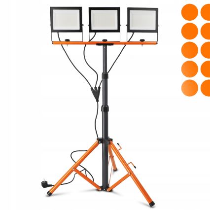 LED reflektor s stojalom 3xLED/100W/230V 4500K IP65 črne/oranžne barve