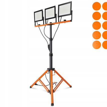 LED reflektor s stojalom 3xLED/100W/230V 4500K IP65 črne/oranžne barve