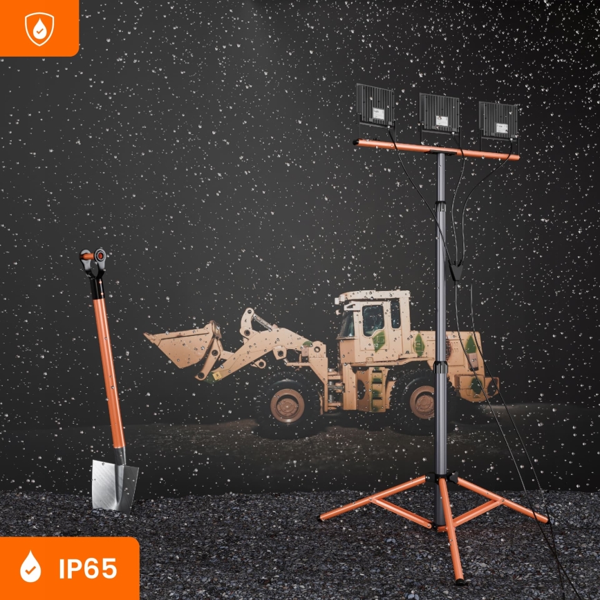 LED reflektor s stojalom 3xLED/50W/230V 4500K IP65 črna/oranžna