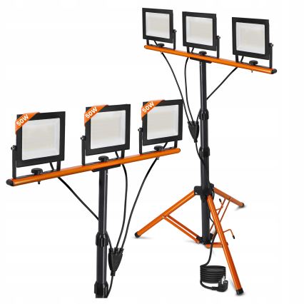LED reflektor s stojalom 3xLED/50W/230V 4500K IP65 črna/oranžna