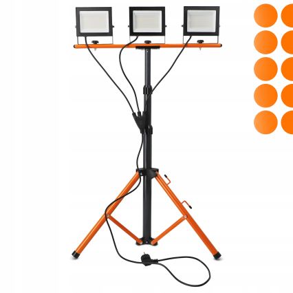 LED reflektor s stojalom 3xLED/50W/230V 4500K IP65 črna/oranžna