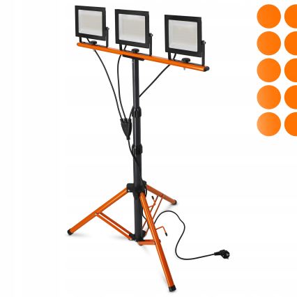 LED reflektor s stojalom 3xLED/50W/230V 4500K IP65 črna/oranžna