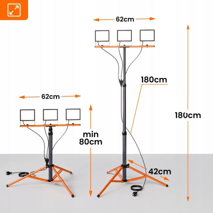 LED reflektor s stojalom 3xLED/50W/230V 4500K IP65 črna/oranžna