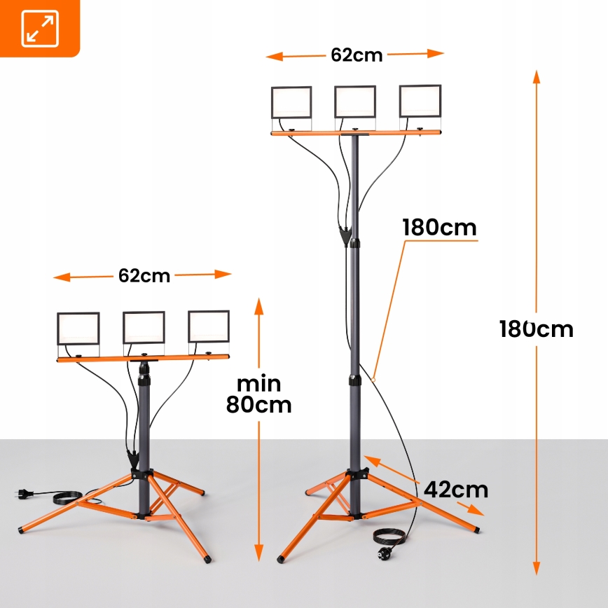 LED reflektor s stojalom 3xLED/50W/230V 4500K IP65 črna/oranžna