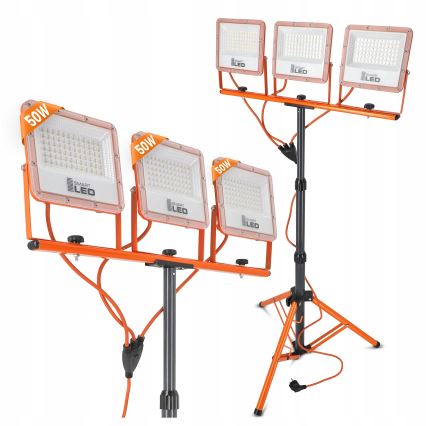 LED reflektor s stojalom 3xLED/50W/230V 4500K IP65 oranžen