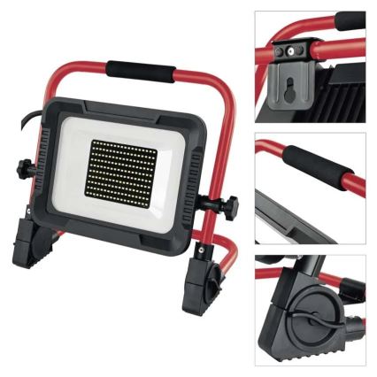 LED reflektor s stojalom ELION LED/100W/230V 4000K IP65 rdeča/črna