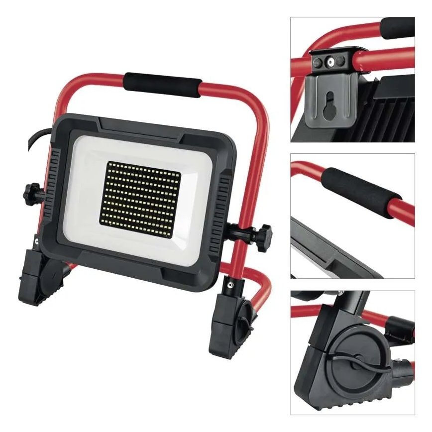 LED reflektor s stojalom ELION LED/100W/230V 4000K IP65 rdeča/črna