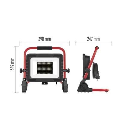 LED reflektor s stojalom ELION LED/100W/230V 4000K IP65 rdeča/črna