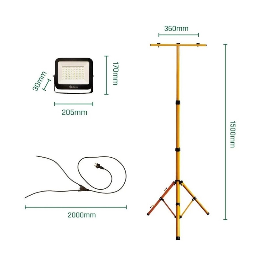 LED Reflektor s stojalom NOCTIS 2xLED/50W/230V 4000K IP65