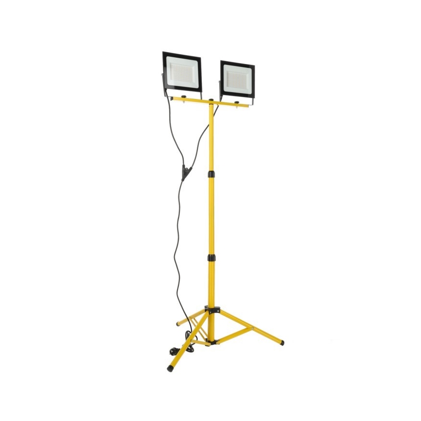 LED Reflektor s stojalom TIGRA 2xLED/100W/230V 4000K IP54 črna/rumena