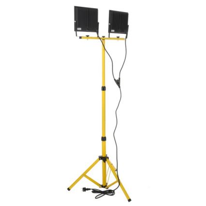 LED Reflektor s stojalom TIGRA 2xLED/100W/230V 4000K IP54 črna/rumena