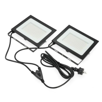 LED Reflektor s stojalom TIGRA 2xLED/100W/230V 4000K IP54 črna/rumena