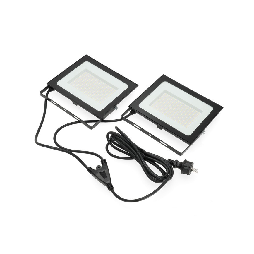 LED Reflektor s stojalom TIGRA 2xLED/100W/230V 4000K IP54 črna/rumena