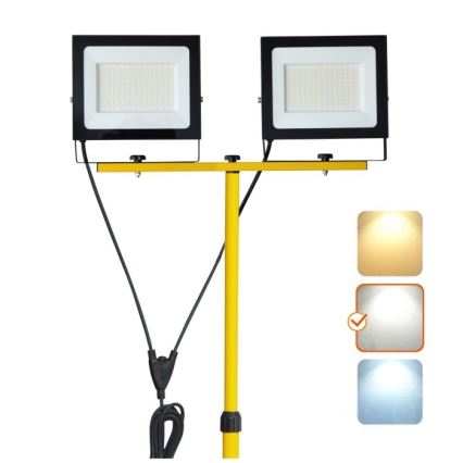 LED Reflektor s stojalom TIGRA 2xLED/100W/230V 4000K IP54 črna/rumena